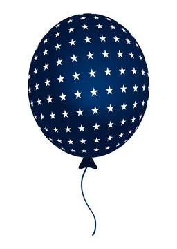 Festive 3D blue balloon covered in white stars, perfect for American patriotic  Stock Illustration