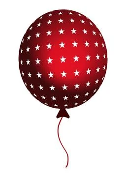 Festive 3D red balloon adorned with a repeating white star pattern. Stock Illustration