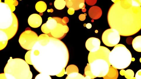 A festive 3d rendering of multishaped and celebratory yellow balls in the bla Stock Illustration