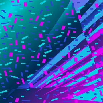 Festive abstract background with confetti vector illustration. Neon Blue Pi.. Stock Illustration