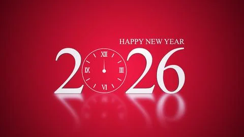 Festive and Countdown Clock for Welcoming Happy New Year 2026 Illustration
