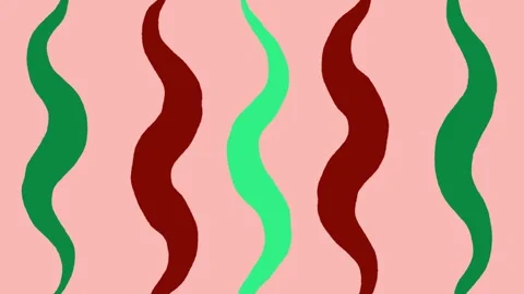 Festive animated background of red and green vertical wavy lines on pink. Stock Footage 322574335