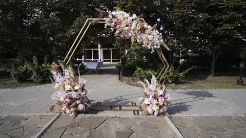 Festive arch for the wedding ceremony Stock Footage 172192535