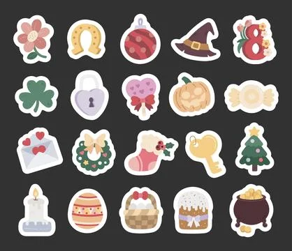 Festive attribute set in scandinavian style Stock Illustration