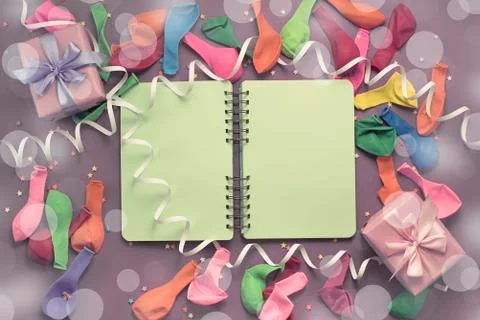 Festive background decorative composition materials for celebration and decor Stock Photos