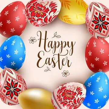 Festive background with decorative Easter eggs 스톡 일러스트