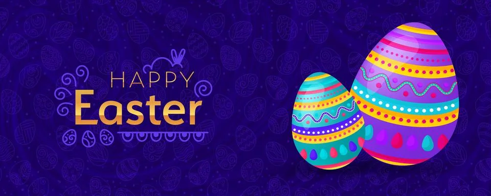 A festive background featuring colorful Easter eggs with intricate patterns.. Illustrazione stock