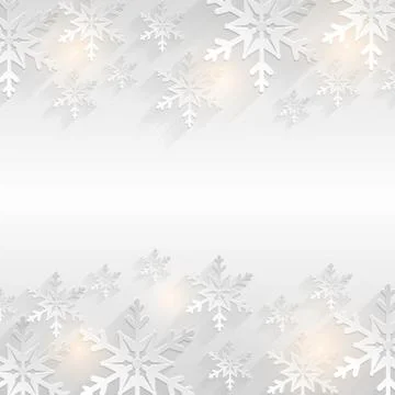 Festive background with flat snowflakes and space for text. Winter card. Vect Stockillustratie