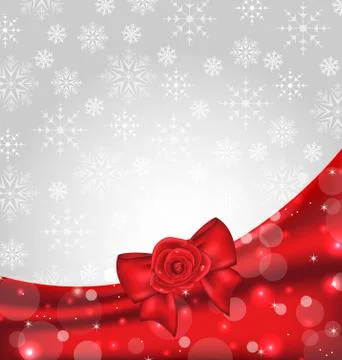 Festive background with gift bow and rose Stock Illustration