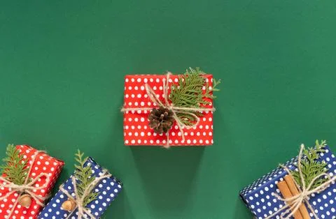 Festive background with gift boxes Stock Photos