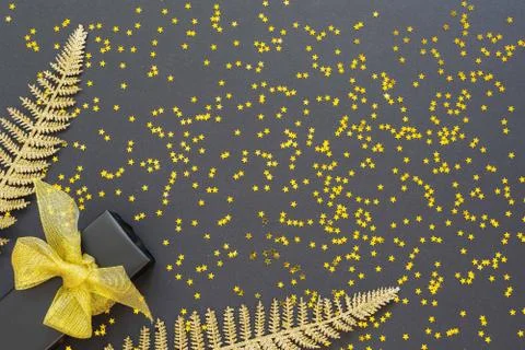 Festive background with gold decorations Stock Photos
