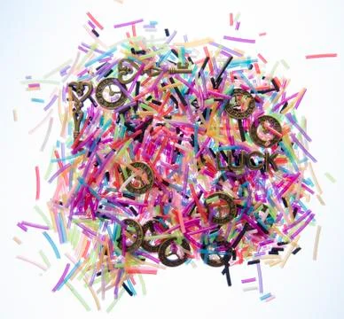 Festive background with keys, a clock and the word LUCK Stock Photos