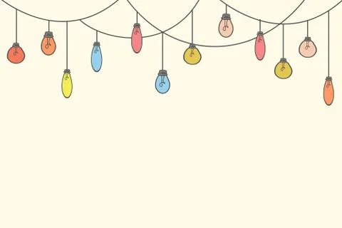 Festive background with light bulbs. Vector illustration in doodle style. Stock Illustration