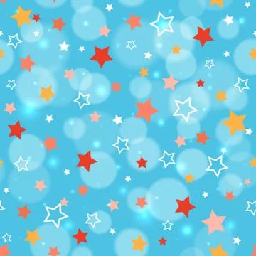 Festive background multi color stars. Holiday seamless pattern. Party texture Stock Illustration