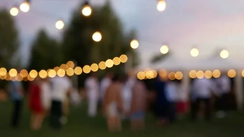 Festive background  party lanterns and  dancing people out of focus Stock Footage 158680904