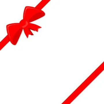 Festive background with red bow and ribbons. Vector illustration. Stock Illustration