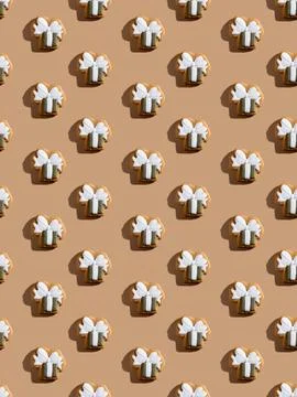 Festive bakery seamless pattern gingerbread gift Stock Photos