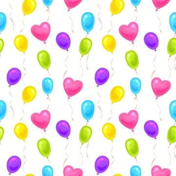 Festive balloon seamless pattern gift color flat Stock Illustration
