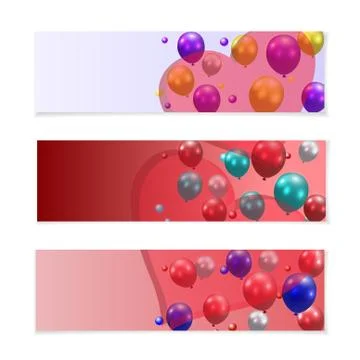 Festive balloons on a background of translucent hearts. Colourful leaflets,.. Stock Illustration