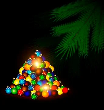 Festive balls and bunch of tree Stock Illustration