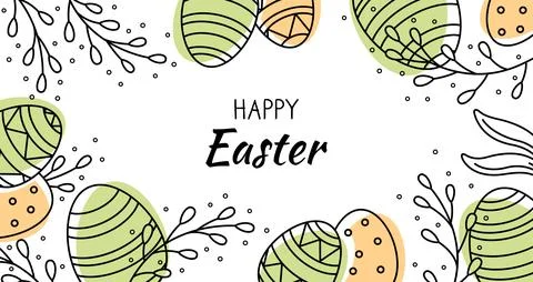 Festive Banner with geometric pattern on Easter Eggs. Vector border Stock Illustration