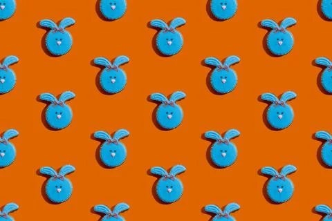 Festive banner seamless pattern bunny bakery art Stockfoto's