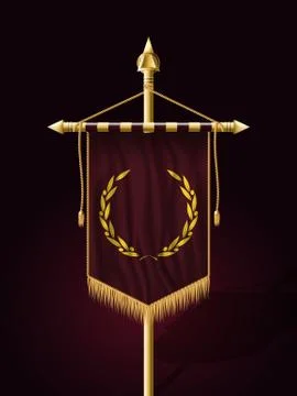 Festive Banner Vertical Flag with Flagpole Stock Illustration