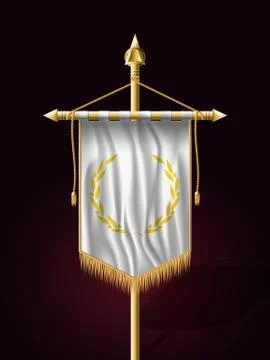 Festive Banner Vertical Flag with Flagpole. Wall Hangings with Gold Tassel Fr Stock Illustration
