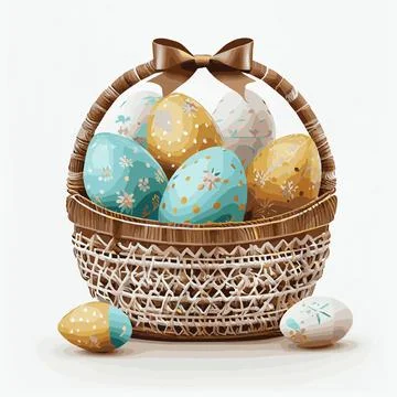 Festive basket of Easter Orthodox eggs on a white background - Vector Illustrazione stock