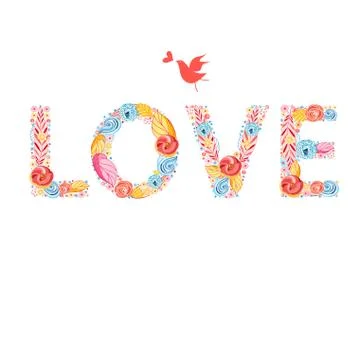 Festive beautiful inscription love Stock Illustration