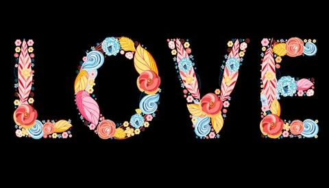 Festive beautiful inscription love Stock Illustration