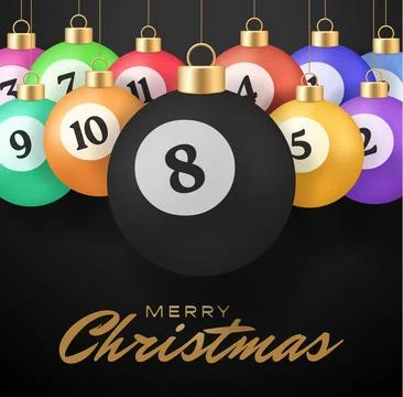 Festive Billiard Pool Balls Transformed into Unique Christmas Ornaments wit.. Stock-Illustration