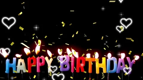 Festive birthday celebration background featuring glowing candle letters and 動画素材 340946143