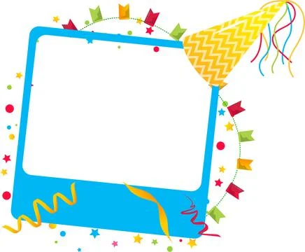 Festive birthday frame vector illustration on white Stock Illustration