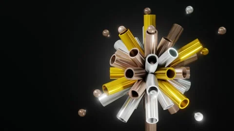 Festive black background, composition of pipes and balls, dynamic and bright. Stock Footage 247314993