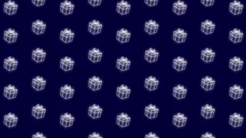 Festive blue background of white glowing gifts. Animation of the background for Stock Footage 311011822