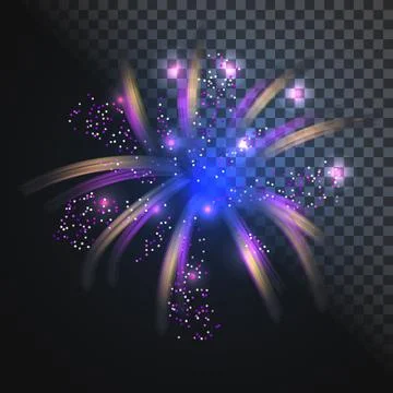 Festive blue firework vector with glowing sparkles Illustrazione stock