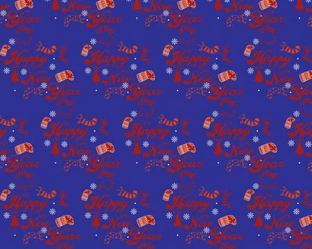 Festive Blue Pattern Celebrating Happy New Year Stock Illustration