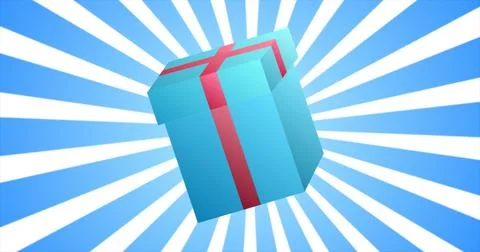 Festive blue rectangular gift box for the holiday christmas new year or bir.. Illustrazione stock