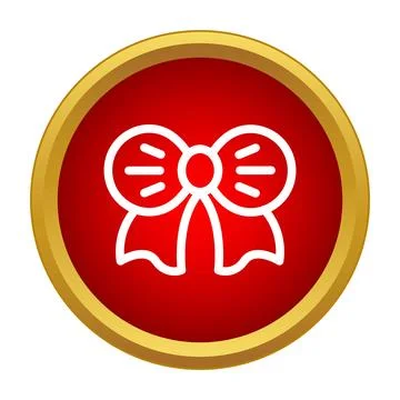 Festive bow icon decorating a red circular button Stock Illustration