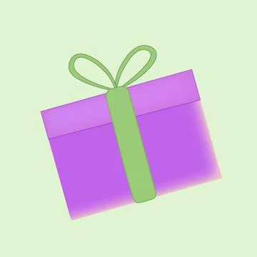 Festive box on green background. Vector isolated icon of lilac color. 스톡 일러스트