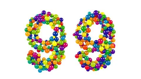 Festive brightly colored 99 in multicolored balls Stock Illustration
