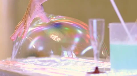 Festive Bubble Show arms man Stock Footage 58673169