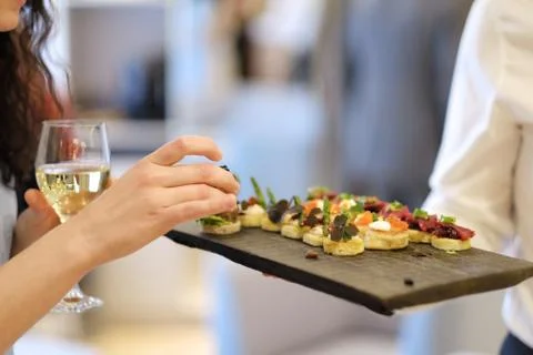 Festive buffet on the occasion of presentation Stock Photos