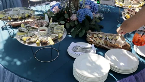 Festive buffet table Stock Footage 281941582