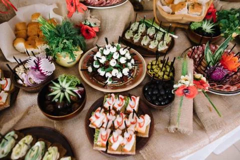 Festive buffet table Stock Photos