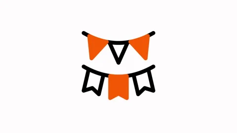 Festive Bunting Flags Icon Set for Celebrations. Stock Footage 325368764