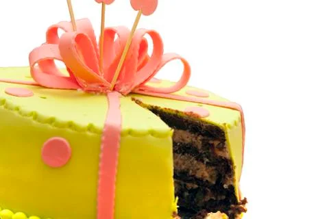 Festive cake on white background Stock Photos