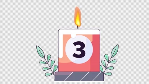 Festive candle with the number three and leaves Stock Footage 335350768