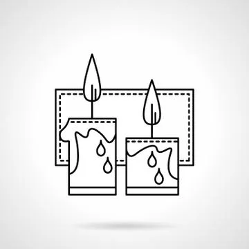 Festive candles black line vector icon Stock Illustration